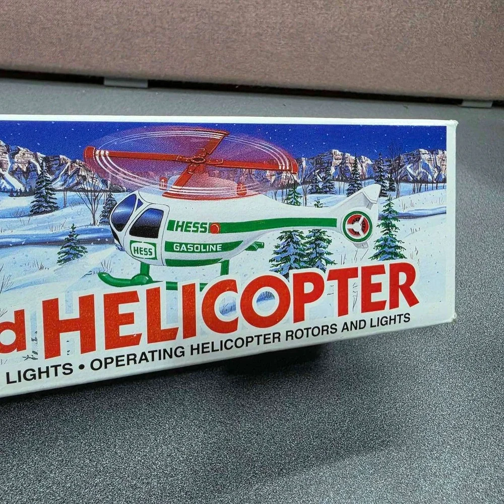 Hess Toy Truck and Helicopter 2001 White Green Collectible READ